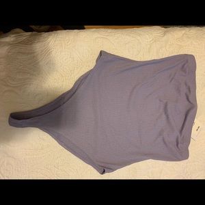 Purple strapless body suit